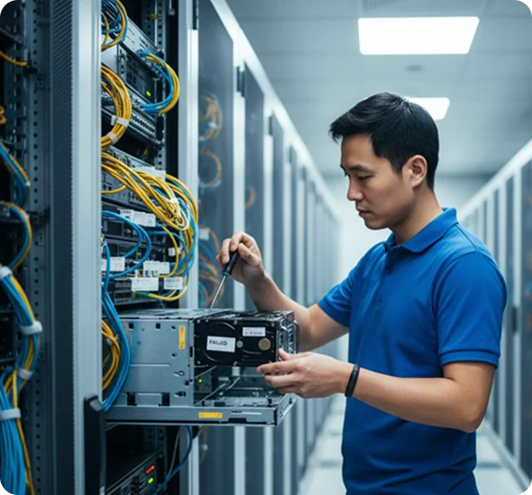 Network Engineer configuring Cisco IT infrastructure